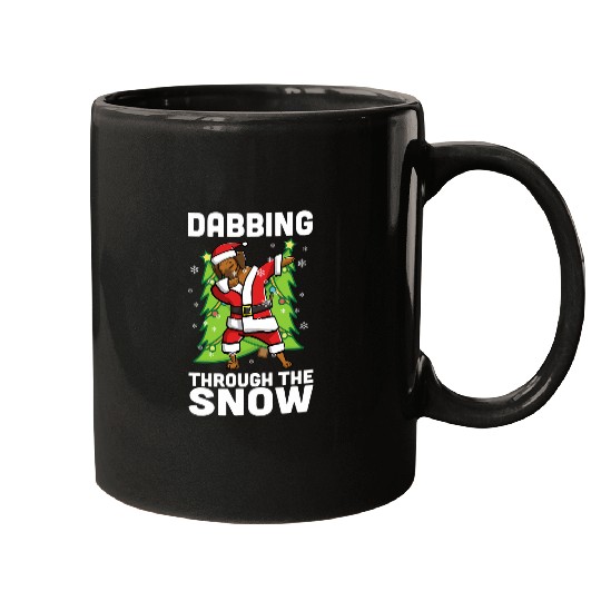 Dabbings Through The Snow Rhodesian Ridgeback Christmas Dog Mugs
