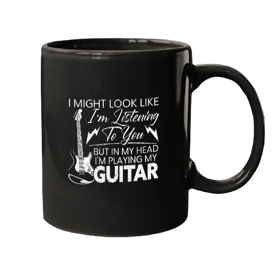 In My Head Im Playing My Guitar Guitarist Instrumentalist Mugs