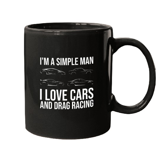 I Love Carss and Drag Racing Auto Enthusiast Muscle Car Guy Mugs