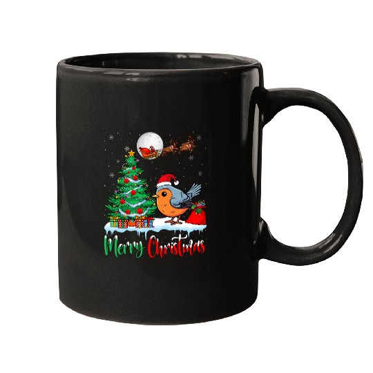 Robin Birds Wearing Santa Hat xmass 2Merry Christmas Robin Mugs