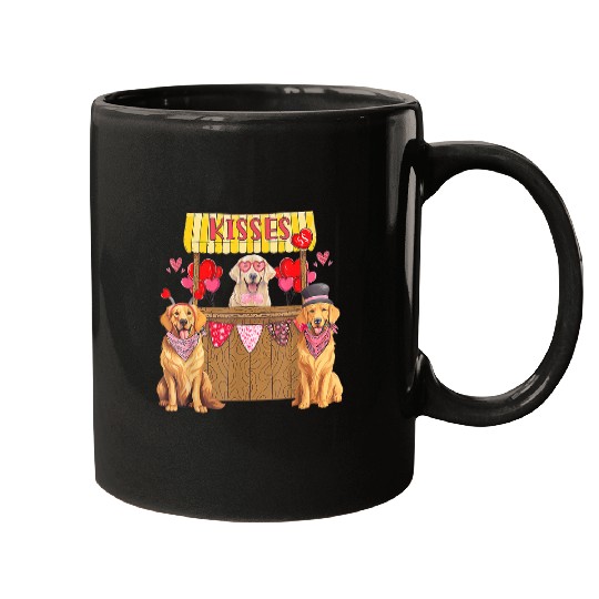Golden Dog Kisses Booth Golden Retriever Valentines Day Mugs