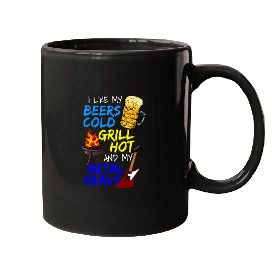 Funny Beer Lover Grillmaster Grilling BBQ Heavy Metal Music Mugs