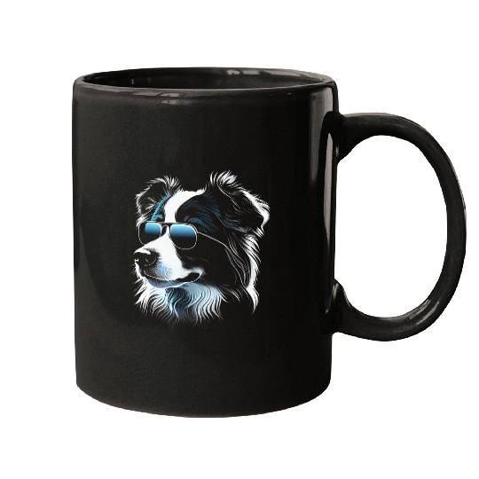 Australian Shepherd Sunglasses Walking Pet Mugs