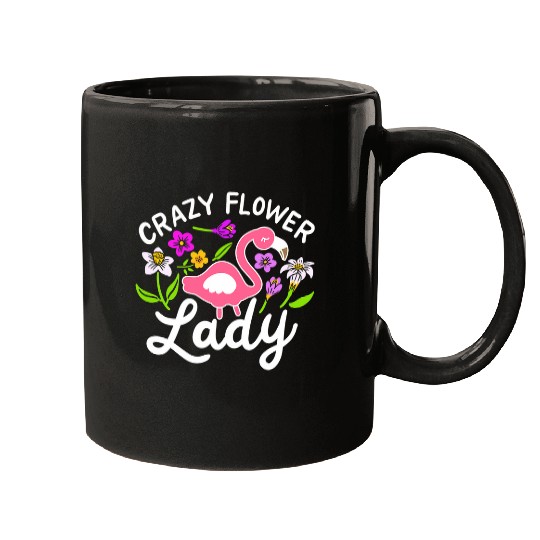 crazys Flower Lady Cute Flowers Lover Flamingo Florist Mugs