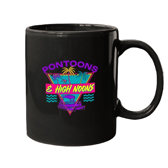 Pontoon Fun funny boat Quote Pontoons And High Noons Cool river rat Mugs