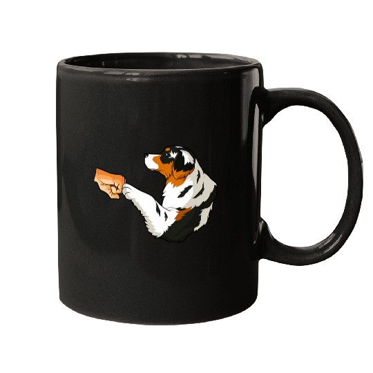 Australian Shepherd fist to human hand Mugs