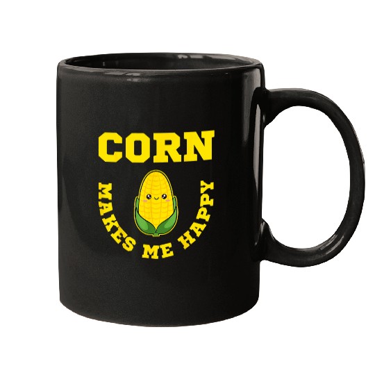 Corn Makes Me Happy Farmer Maize Cereal Grain Planter Mugs
