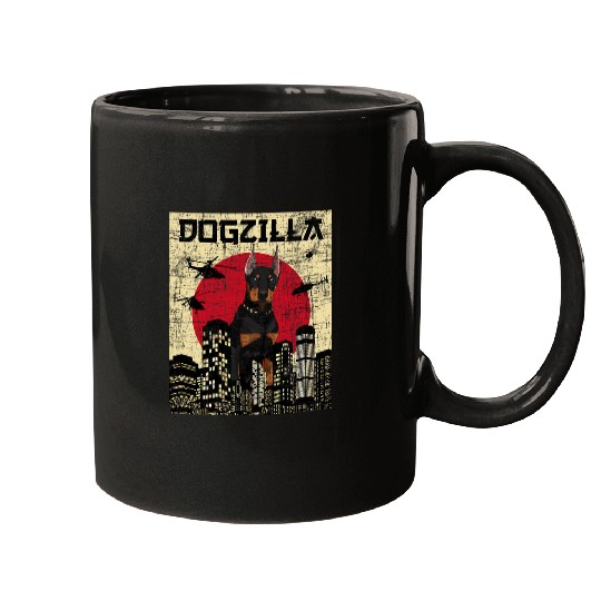 Dogzilla Japanese Doberman Canine Dog Lover Pet Owner Mugs