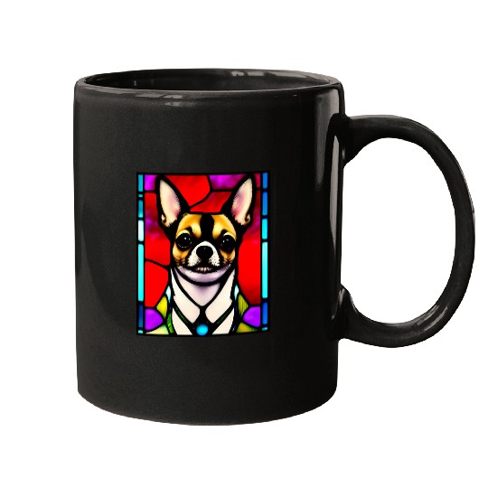 Chihuahua Stained Glass Pop Art 2 Mugs