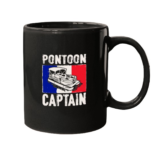 Pontoon Fun France Flag Patriotic Boat Captain French Pontoon Captain Mugs