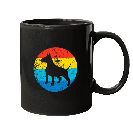 Bull Terrier Dog Breed Silhouette Retro 1970s Circle 1 Mugs
