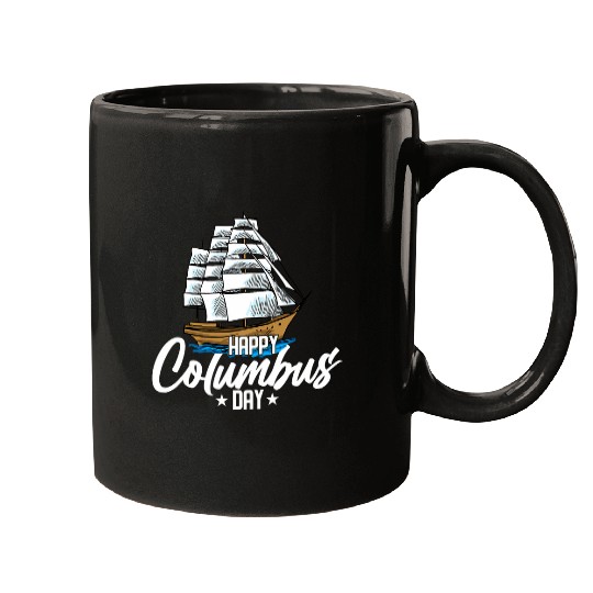 Happy Columbus Day Native American US Flag 4 Mugs