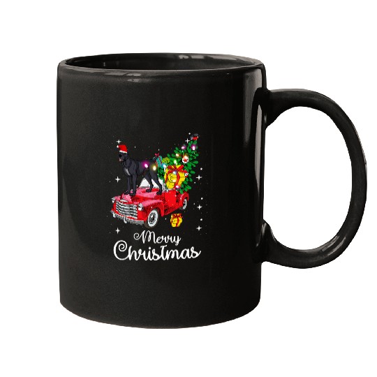 cane corso italian mastiff ride red truck christmas dog Mugs