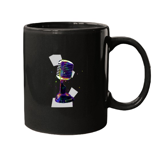 Bold and Colorful Pop Art vintages Microphone Mugs