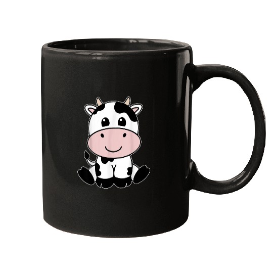Cute Kawaii Cow Print Black White Cow Animal Mugs