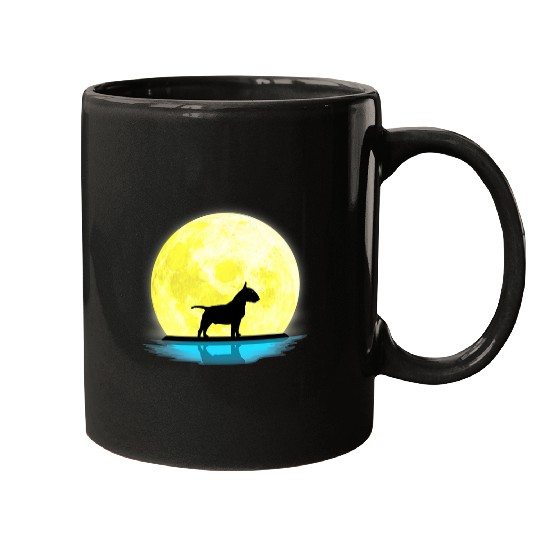 Bull Terrier Dog Lovers Owner Full Moon Light Mugs