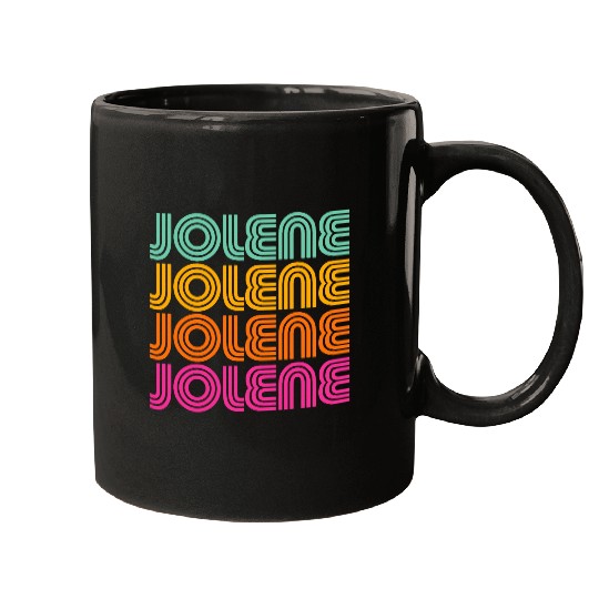 Jolene 2Retro vintages 70s 80s Rainbow Pink Song Sunset Name Mugs