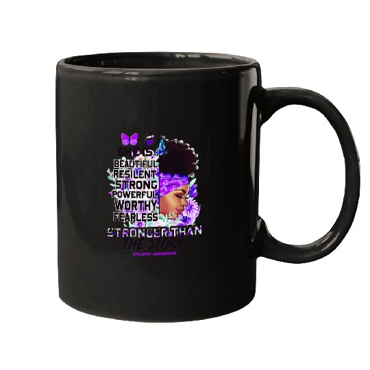 Epilepsy Awareness Black Girl Stronger Than The Storm Mugs