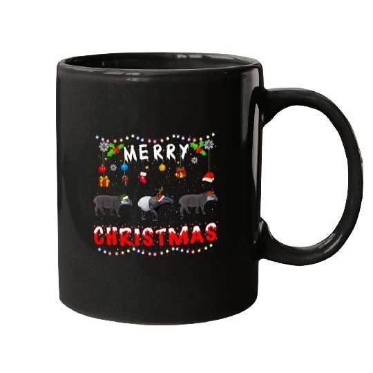 Lacrosse Gift Merry Christmas Tapir xmass Funny Animals Pajama Mugs