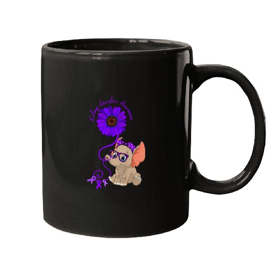 Elephant Epilepsy Awareness Purple Ribbon Glasses Mugs