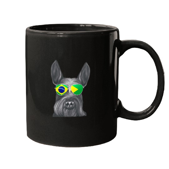 Giant Schnauzer Dog Brazil Flag Sunglasses Mugs