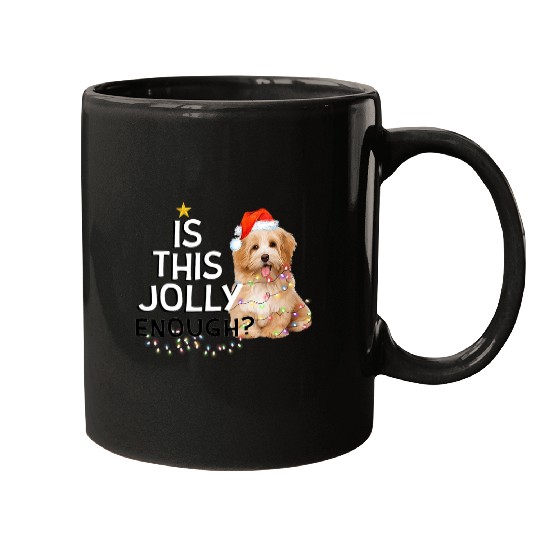 Shih Tzu Santa Hat Lights xmass This Is Jolly Enough Mugs