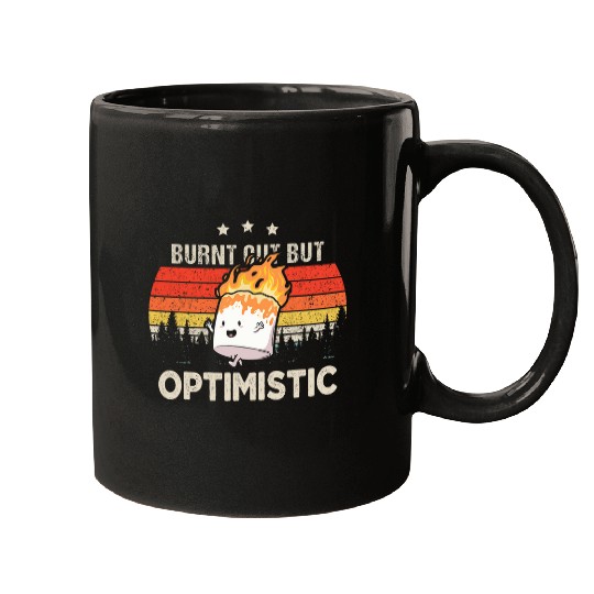 Burnt Out But Optimistic Funny Marshmallow For Camping Retro Mugs