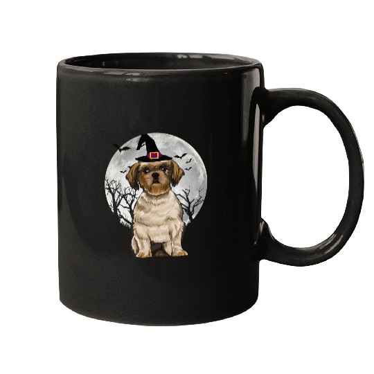 Scary Shih Tzu Dog Witch Hat Halloween Mugs