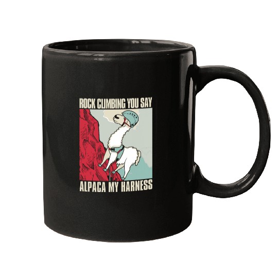 Funny Climber Climb Mountain Rock Climbing Alpaca Mugs
