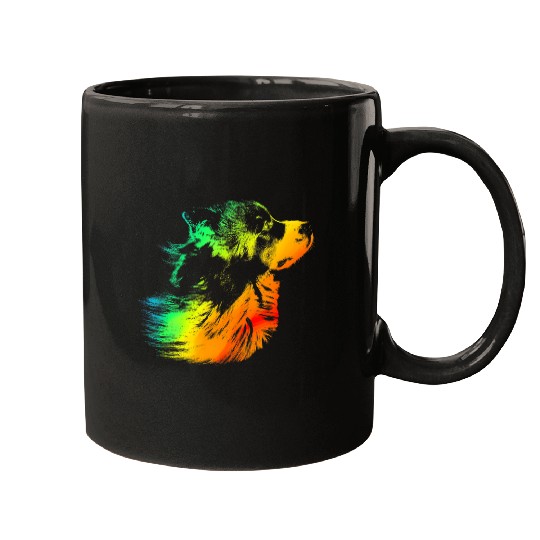 Colorful Rainbow vintages   Cute BORDER COLLIE Lovers Mugs
