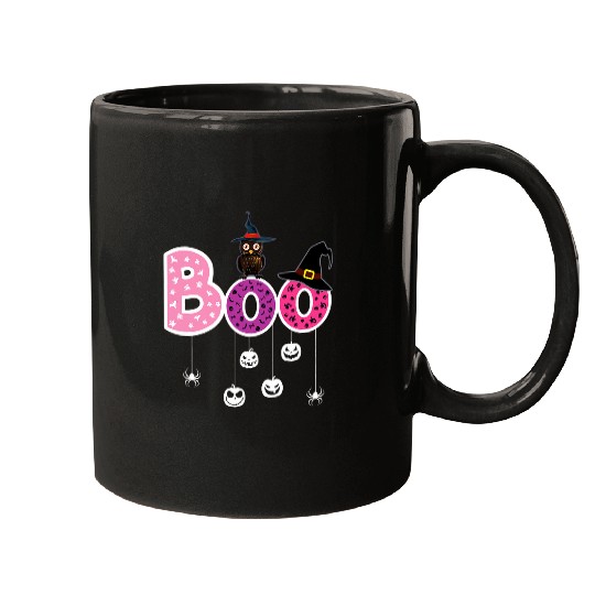 Pink Boo Spider WItch Hat Cute Scary Halloween Girls Women 21 Mugs