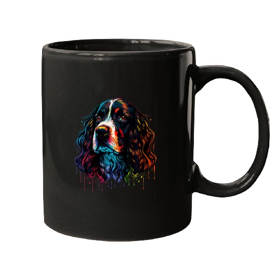 English Springer Spaniel Colorful Pop Art Tie Dye TriColor Mugs