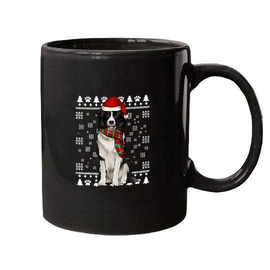 Border Collie Dog Santa Hat xmass Ugly Christmas Mugs
