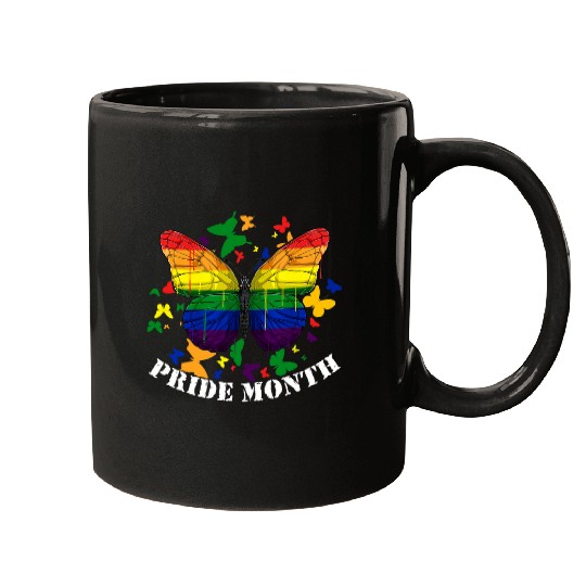 pride month butterfly lgbtq pride month flag gay lesbian bi Mugs