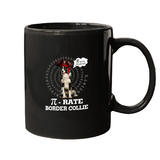 Border Collie Dog Pirate Costume Pi Day Gift Mugs