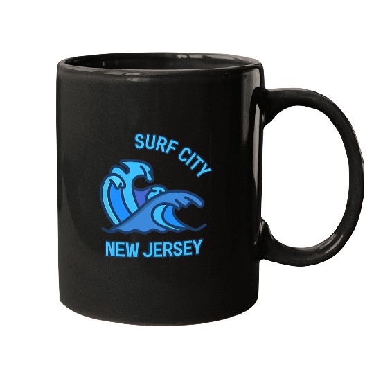 Surf Life Graphic Surf City New Jersey Pocket Wave Souvenir Mugs