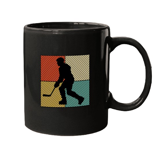Hockey Player Silhouette Retro Hockey Coach Mugs