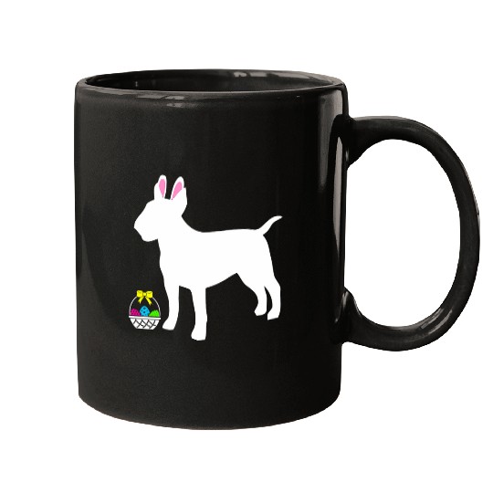 Bull Terrier Easter Bunny Dog Silhouette Mugs