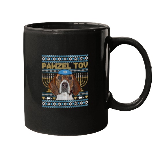 Pawzel Tov Jewish American Foxhound Dog Funny Hanukkah Mugs