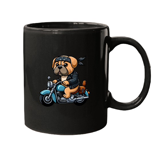 English Mastiff Biker Dog Funny Motorcycle Mugs