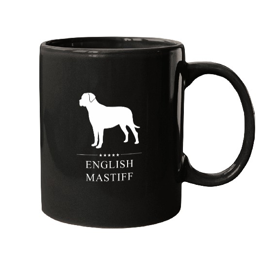 English Mastiff Dog White Silhouette Mugs
