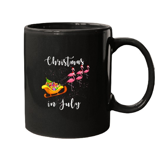 flamingo pink camping car christmas in july Mugs