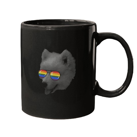 Dog Samoyed Pride Month samoyed Rainbow Flag Mugs