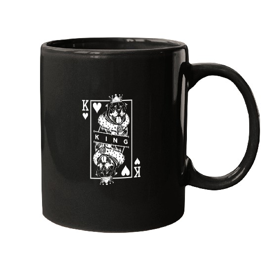 Dog Rottweiler King Of Hearts Dog Lover Playing Card Pop Art 3 Mugs