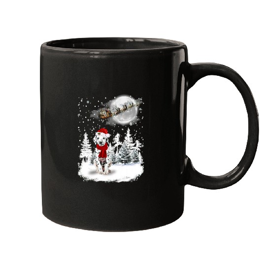 Dalmatian On Snow Christmas Moon Lighting Santa Hat5 Dalmatians Dog Mugs