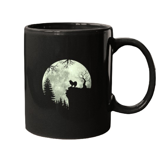 Dog Samoyed and Moon Howl In Forest Dog Halloween Party Mugs