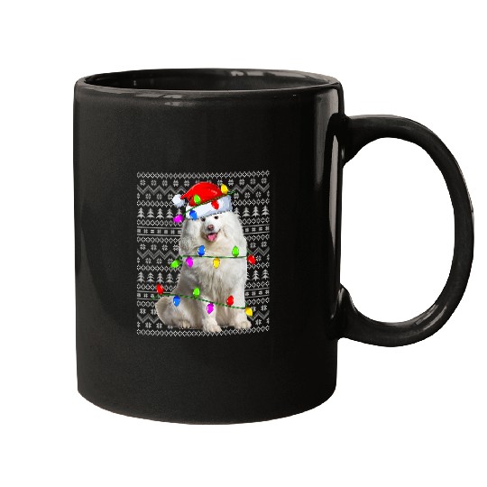 Dog Samoyed xmass Lighting Ugly Santa Samoyed Dog Christmas Mugs