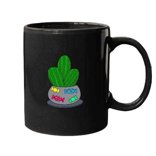Cacti In A Trick Or Treat Halloween Pot Mugs