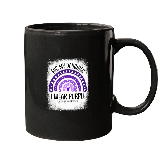I Wear Purple For My Daughter Epilepsy Awareness Rainbow Mugs