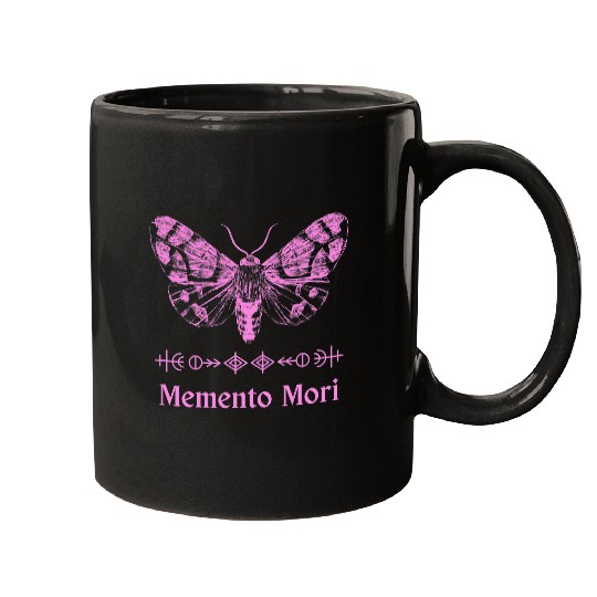 Memento Mori Pink Goth Gothic Moth Goblincore Witchcraft Mugs